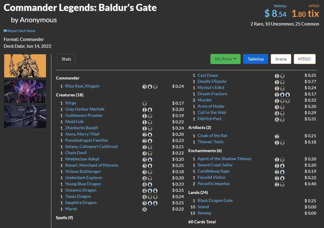 Commander Legends Baldur's Gate