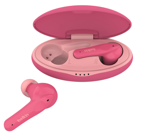 PAC003 PNK Belkin SOUNDFORM NanoWirelessEarbudsForKids WEB TopAngle Photoroom Back to School Tech Essentials from Belkin