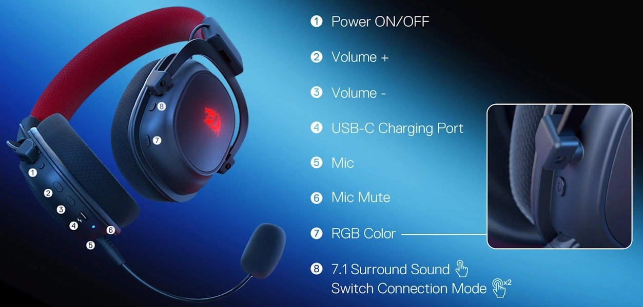 Redragon H510 PRO 3 Mode RGB Gaming Headset 4